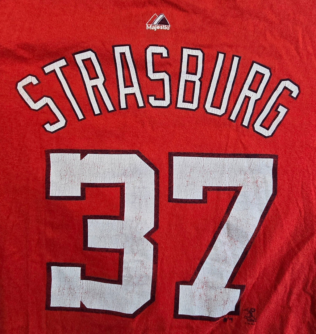 Washington Nationals Stephen Strasburg 37 T Shirt Large Red MLB Majestic Basebal