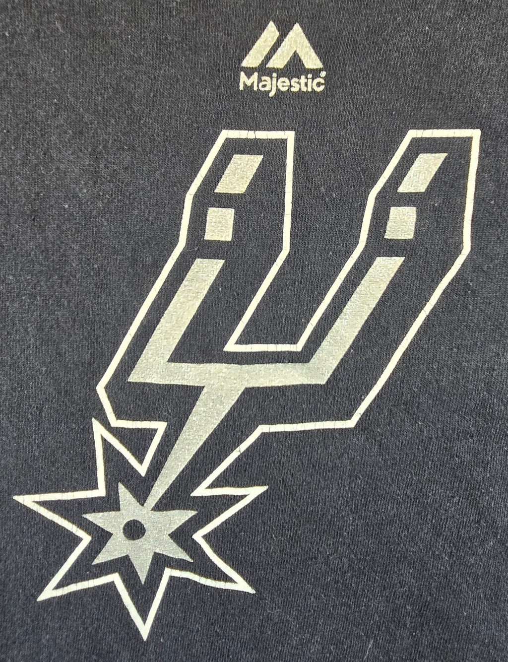 San Antonio Spurs T Shirt Majestic Black NBA Basketball Logo Tee Size S