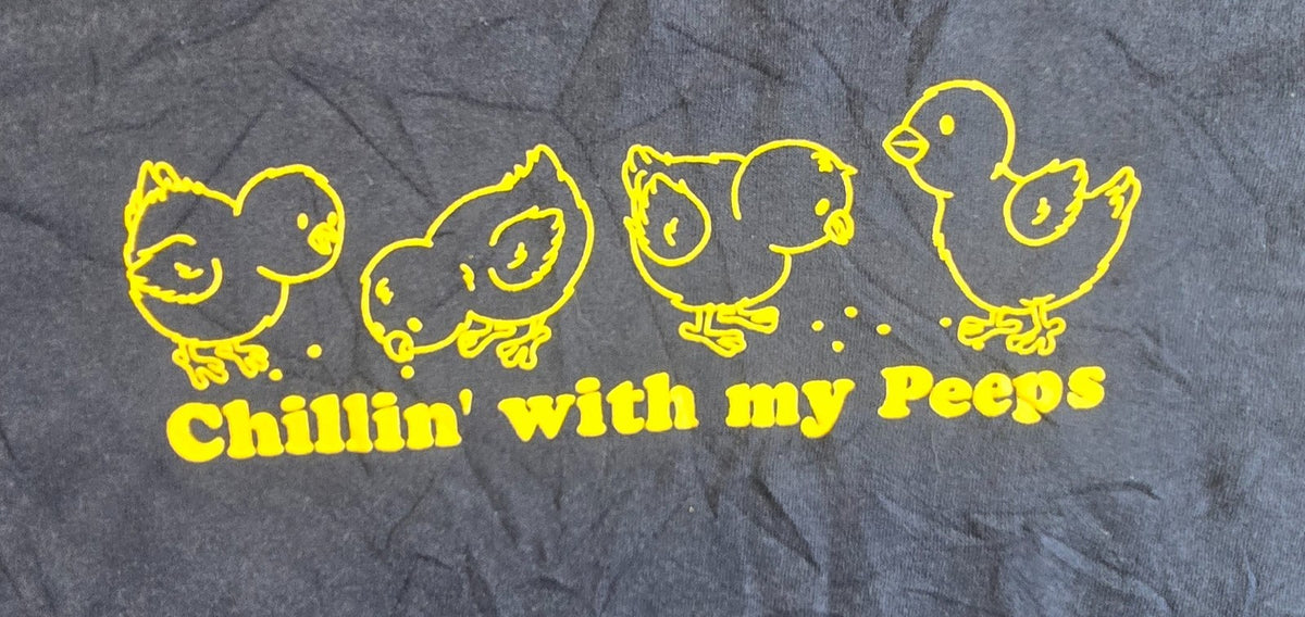 Steve & Barry's Chillin With My Peeps T Shirt Medium M Navy Funny Chicks Tee
