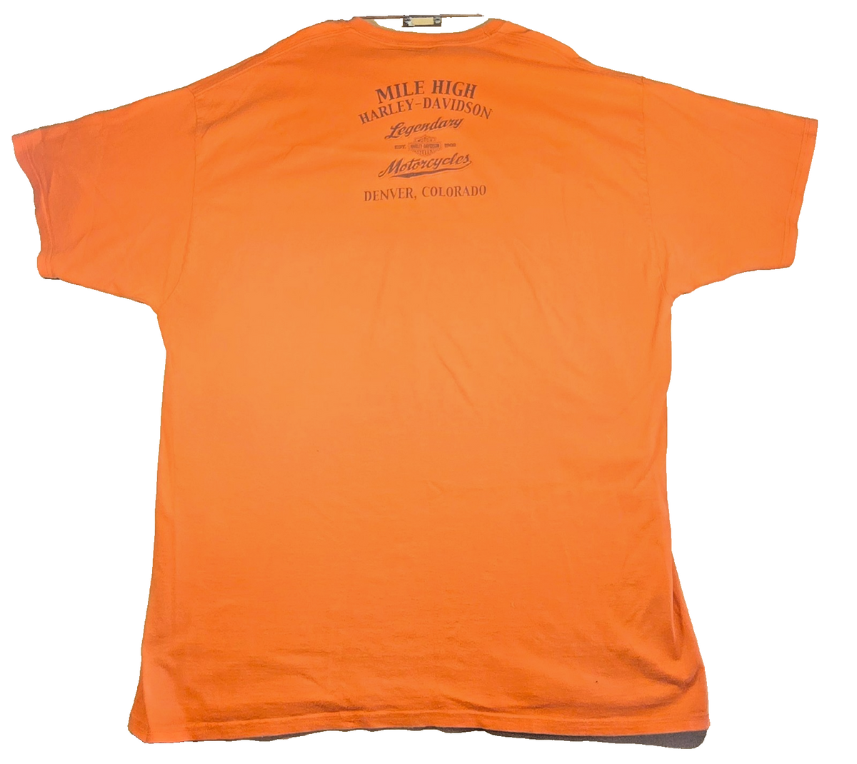 Harley Davidson Mile High Denver Colorado Orange Pocket T Shirt 2XL Motorcycle