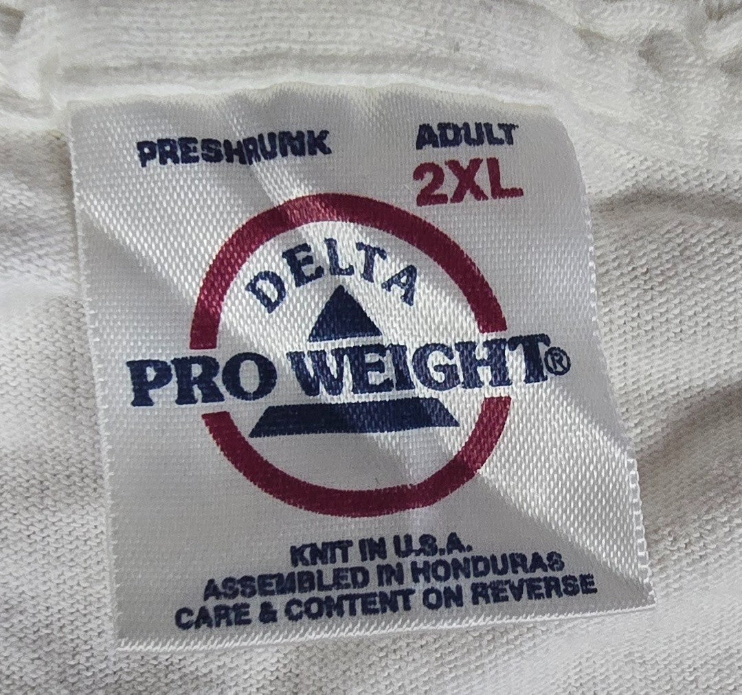Vintage Hunter T Shirt 2XL White Delta Pro Weight Duck Hunting Rifle USA Tee