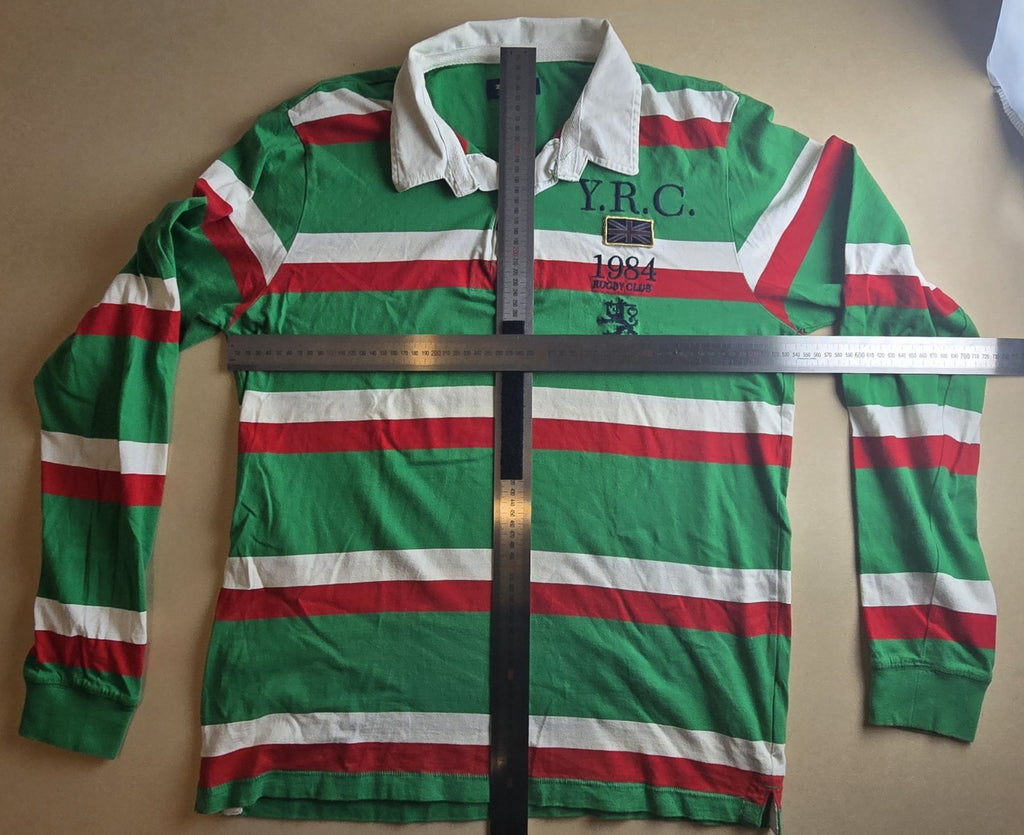 Zara Youth Y.R.C. 1984 Striped Rugby Jersey Long Sleeve Collar Green/Red Size XL