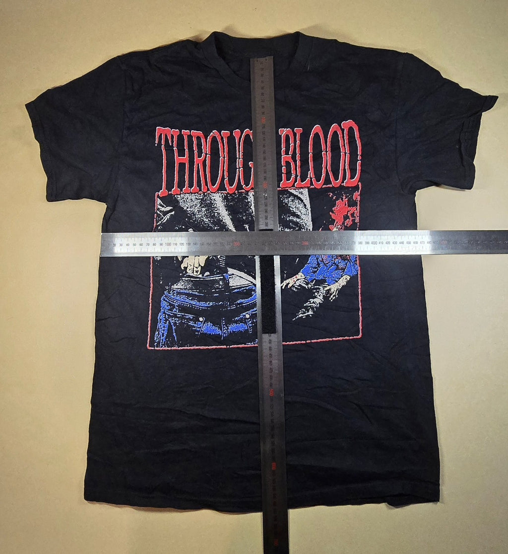 Through Blood T Shirt Black Double Sided Graphic Tee Approx Medium M Hardcore
