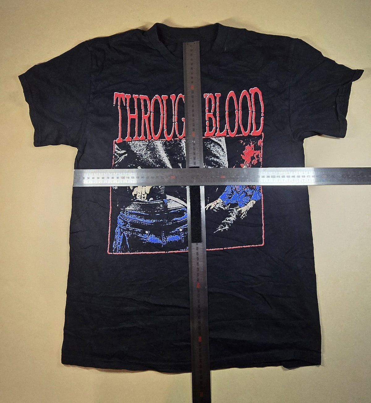Through Blood T Shirt Black Double Sided Graphic Tee Approx Medium M Hardcore
