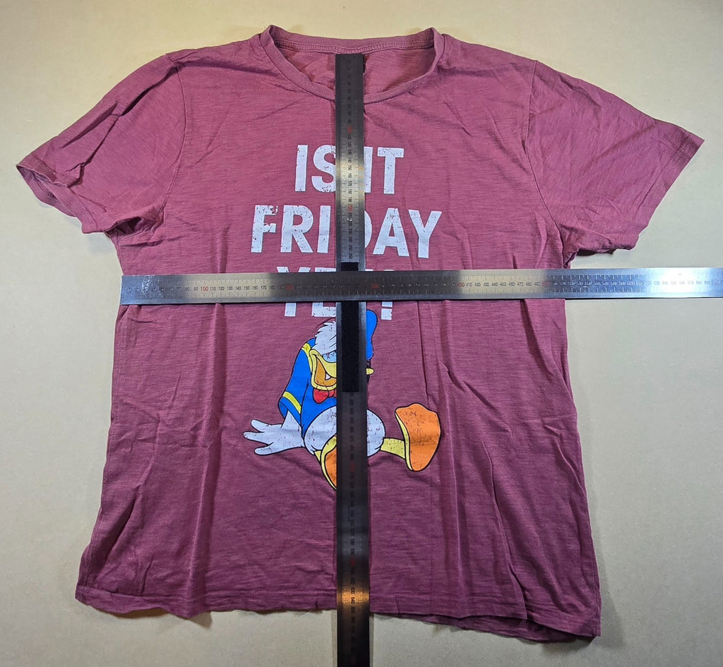 Disney Donald Duck T Shirt XL Pink Is It Friday Yet Funny Cartoon Graphic Tee