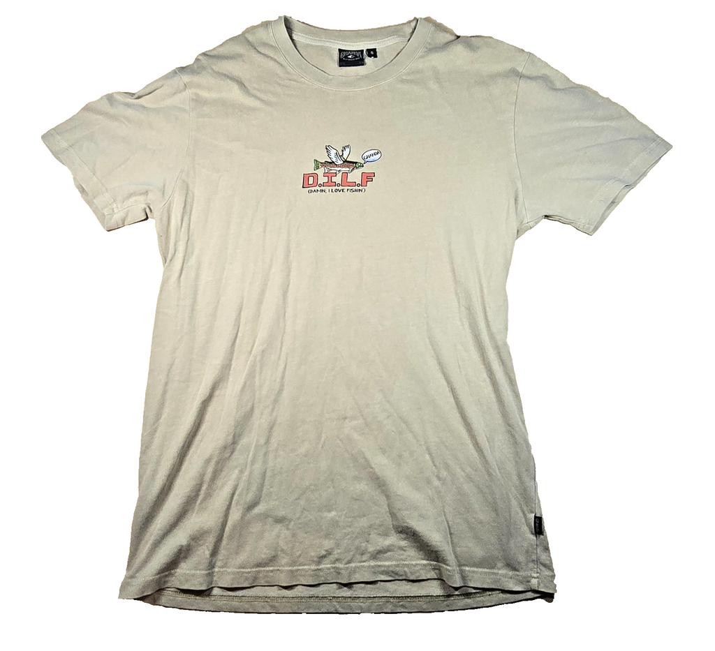 Ghanda DILF Damn I Love Fishin T-Shirt Fishing Graphic Tee Mens Size Small