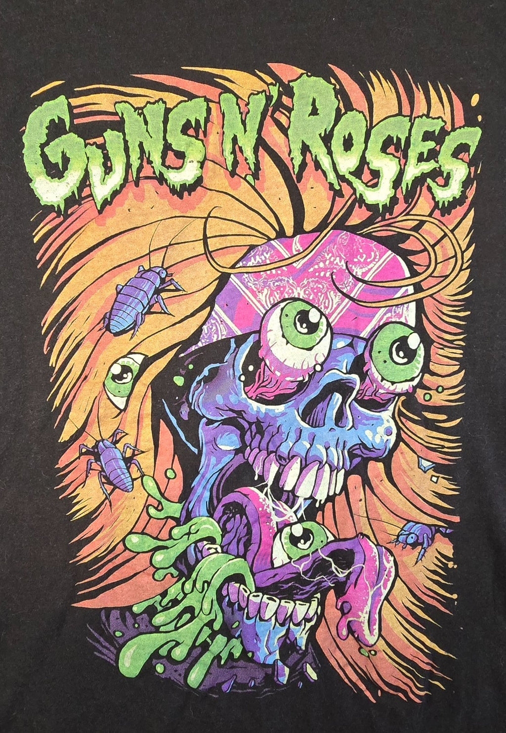 Guns N Roses T-Shirt Black Graphic Tee Skull Rock Band GNR Heavy Metal Music Sm