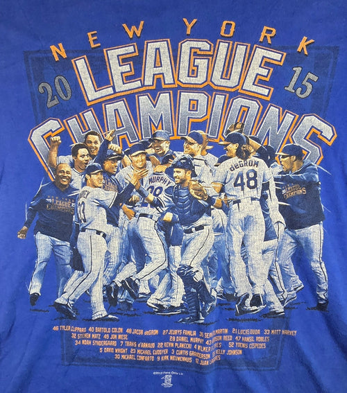 2015 New York Mets League Champions T Shirt Gildan Blue MLB Baseball Tee XL