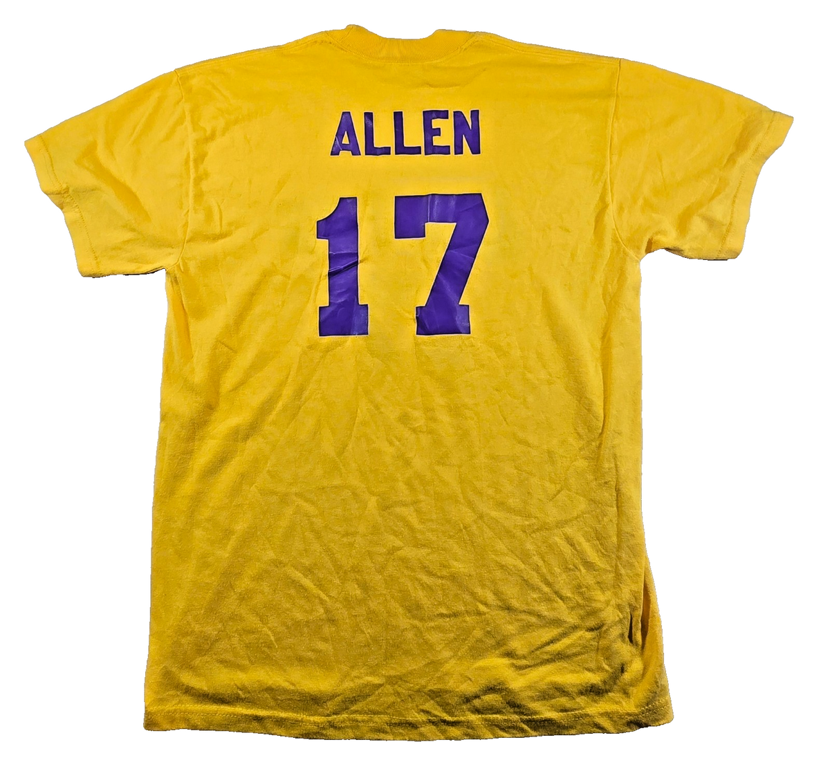 Jerzees Lakers 17 Allen Soccer T Shirt Medium M Yellow USA Style Sports Tee