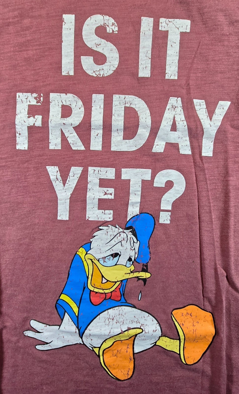 Disney Donald Duck T Shirt XL Pink Is It Friday Yet Funny Cartoon Graphic Tee