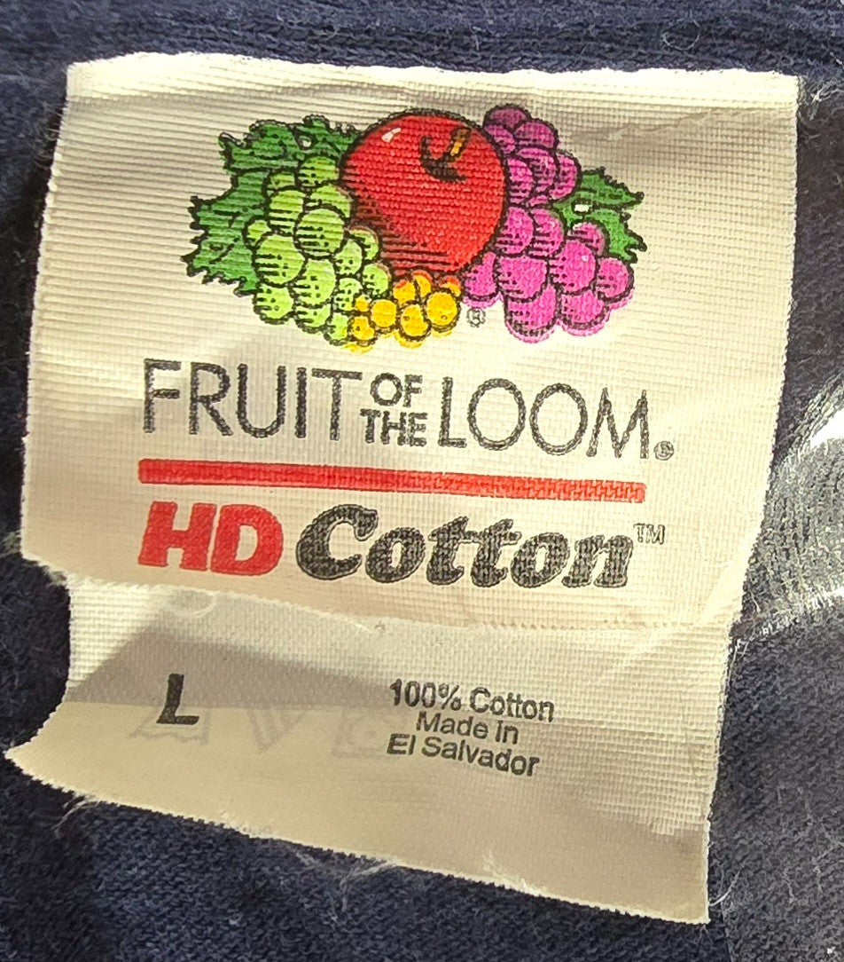 Fruit of the Loom HD Cotton T Shirt Large L Navy Rattlesnake Pocket Graphic Tee