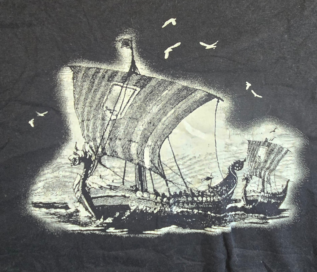 The Viking World Tour T Shirt XL Black Anvil Norse Viking Ship Double Sided Tee