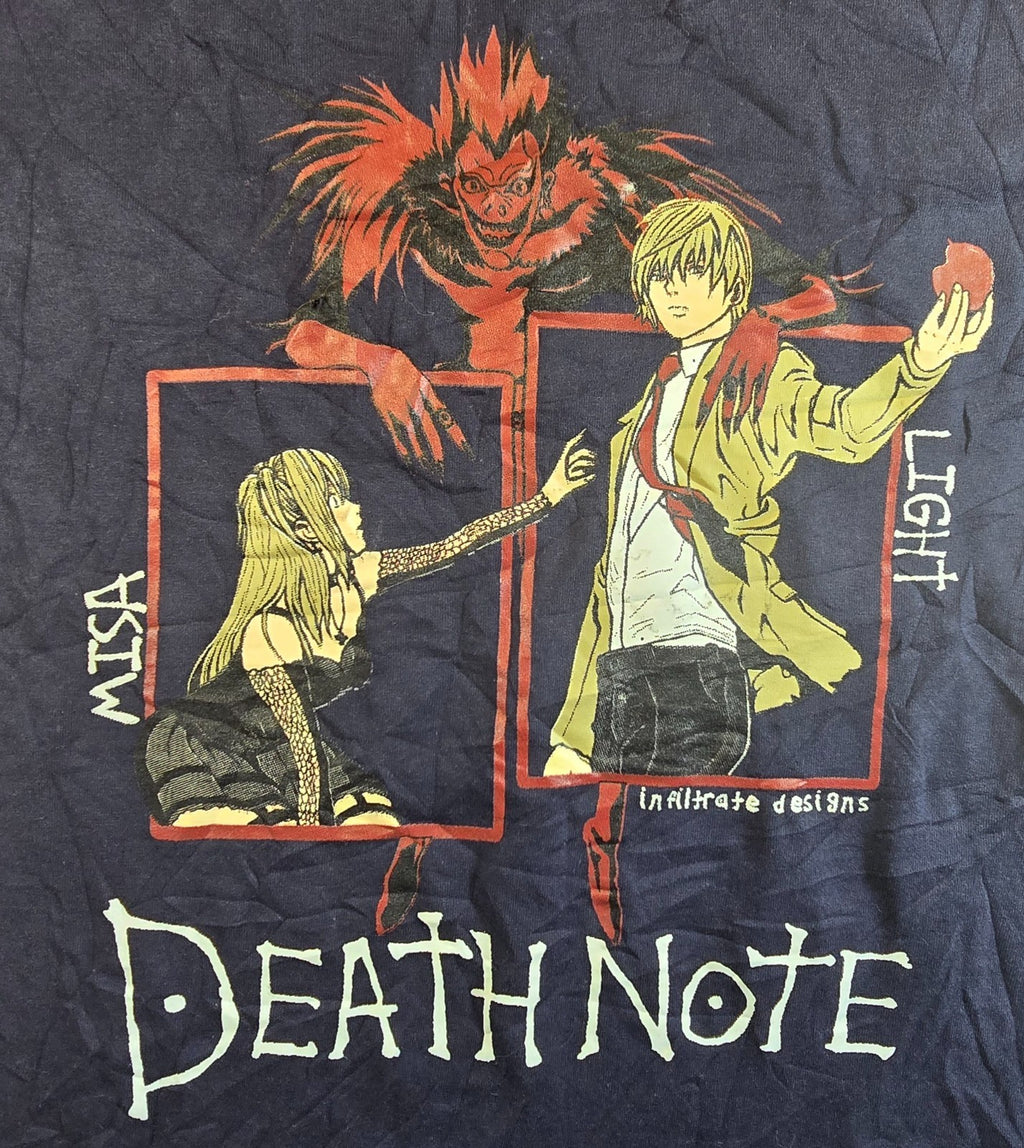Death Note T Shirt Medium Black Light Misa Ryuk Anime Manga Graphic Tee