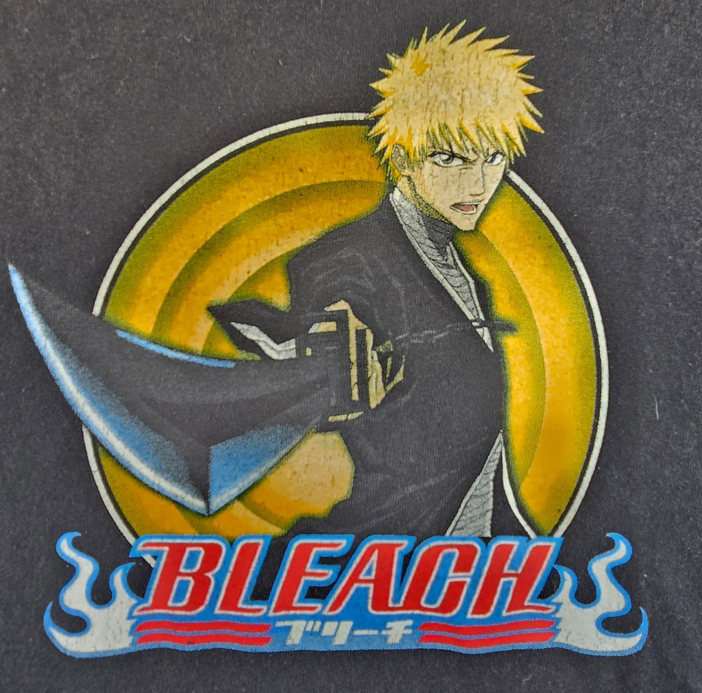 Bleach Anime T Shirt Medium M Black Ichigo Kurosaki Gotei 13 Double Sided Tee