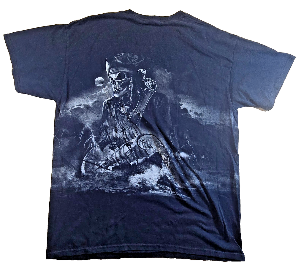 Gildan Pirate Skeleton T Shirt Large L Black Hilton Head Island SC Graphic Tee