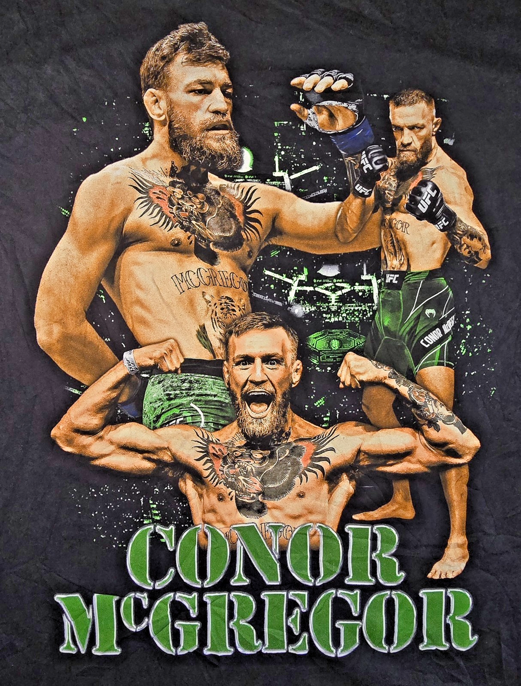 UFC Conor McGregor The Notorious T Shirt Large Black MMA Double Sided Graphic