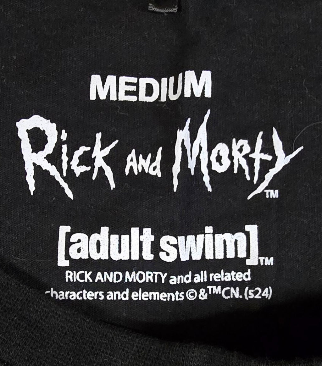 Rick and Morty T-Shirt Mens Medium Black Cartoon Graphic Tee Adult Swim Cotton