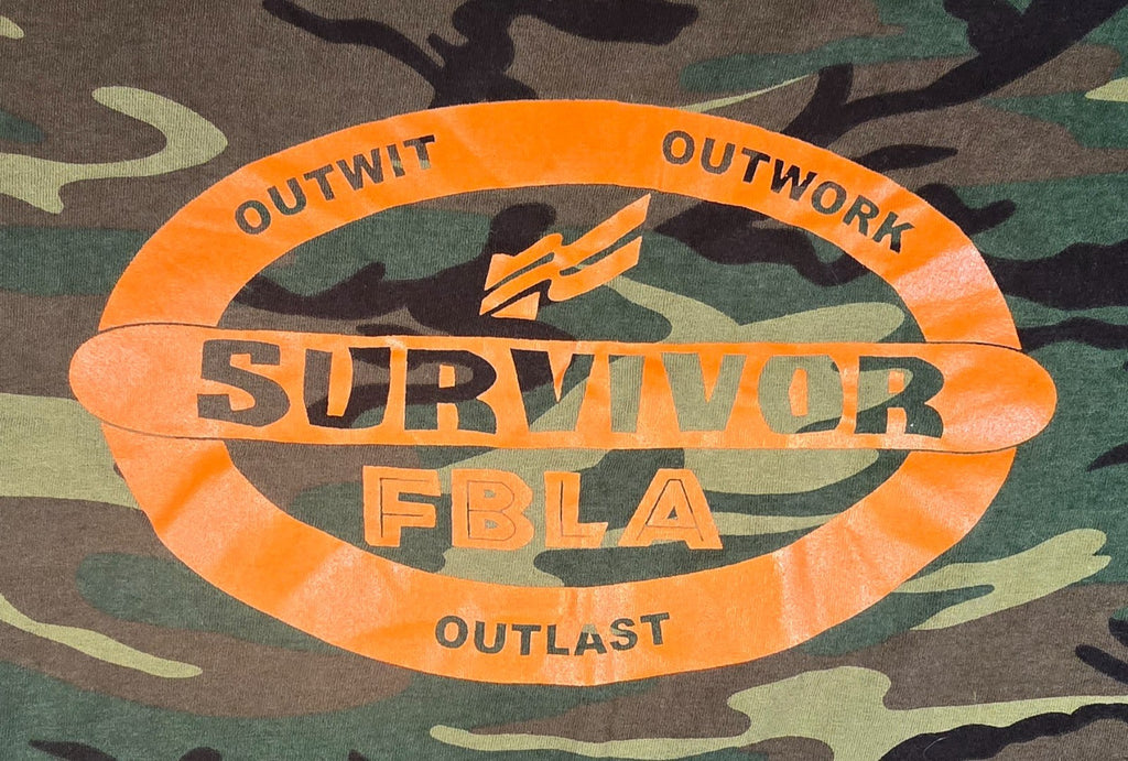 Survivor FBLA Single Stitch Vintage Camo T Shirt L 100% Cotton USA Components