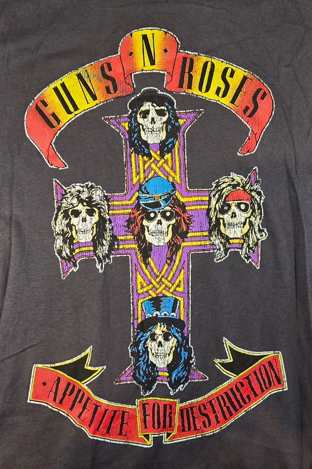 Guns N Roses Appetite For Destruction T-Shirt Mens 4XL Black Rock Band Cotton Te