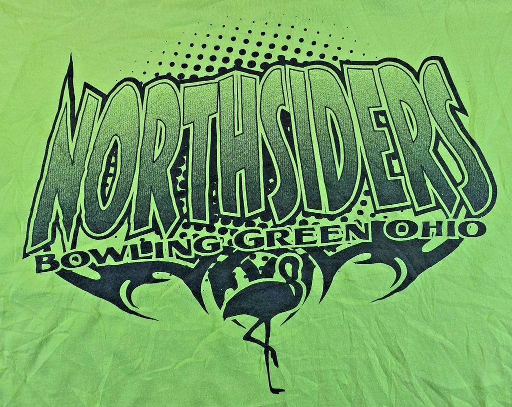 Northsiders Bowling Green Ohio T Shirt XL Gildan Ultra Cotton Neon Green Tee