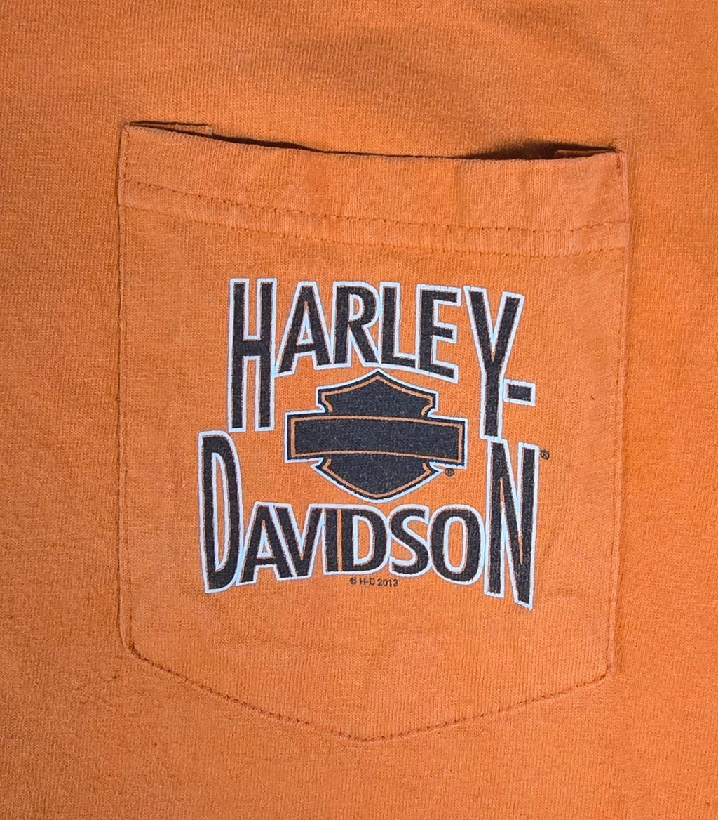 Harley Davidson Mile High Denver Colorado Orange Pocket T Shirt 2XL Motorcycle