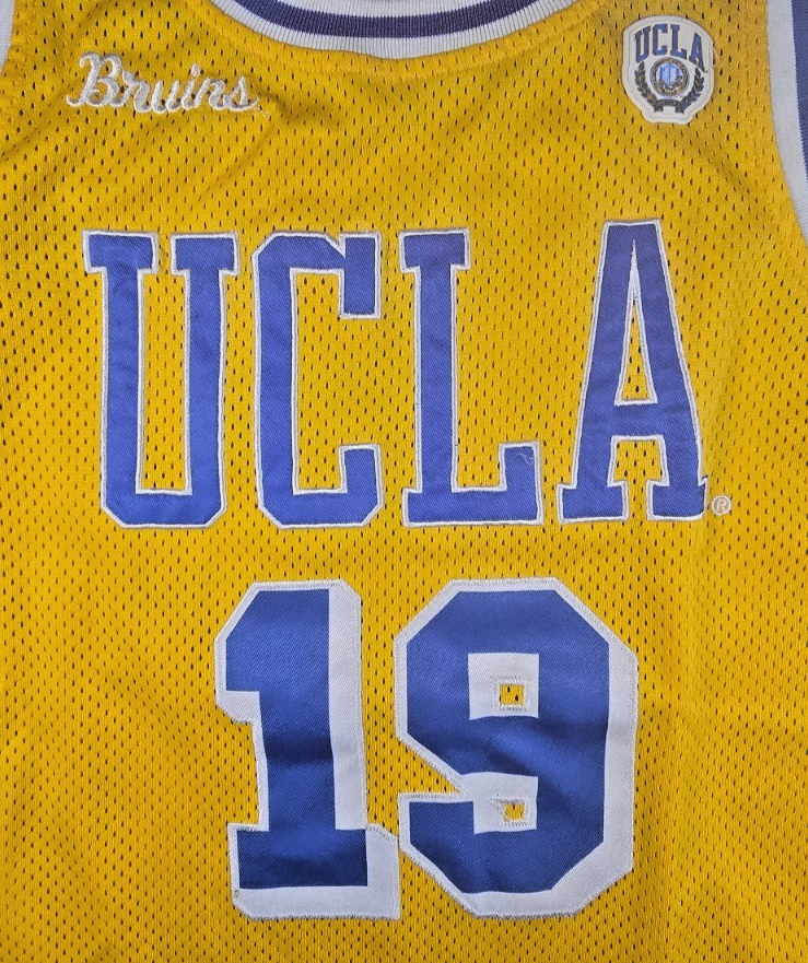 UCLA Bruins #19 Basketball Jersey Large Yellow Blue NCAA College Retro Style Lge
