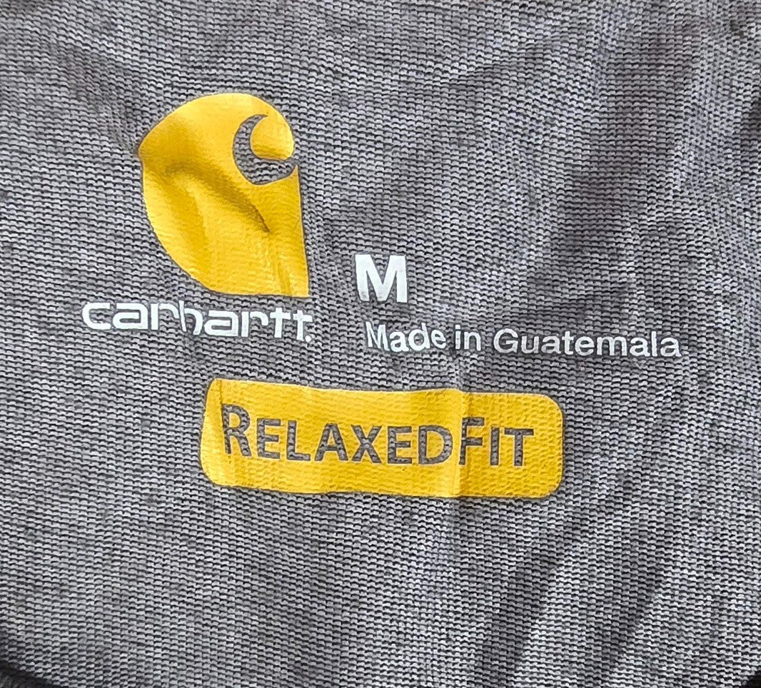 Carhartt Force Mens Long Sleeve Work Shirt Pocket Grey Medium Workwear Logo