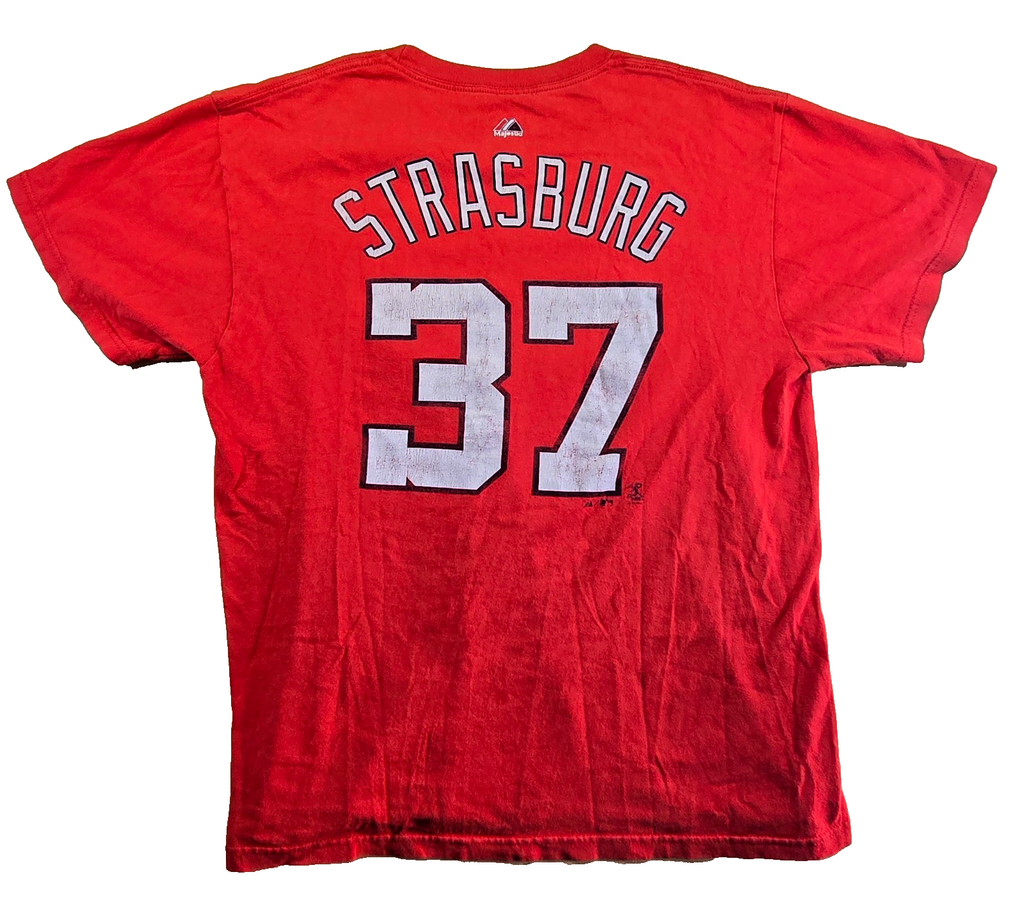 Washington Nationals Stephen Strasburg 37 T Shirt Large Red MLB Majestic Basebal