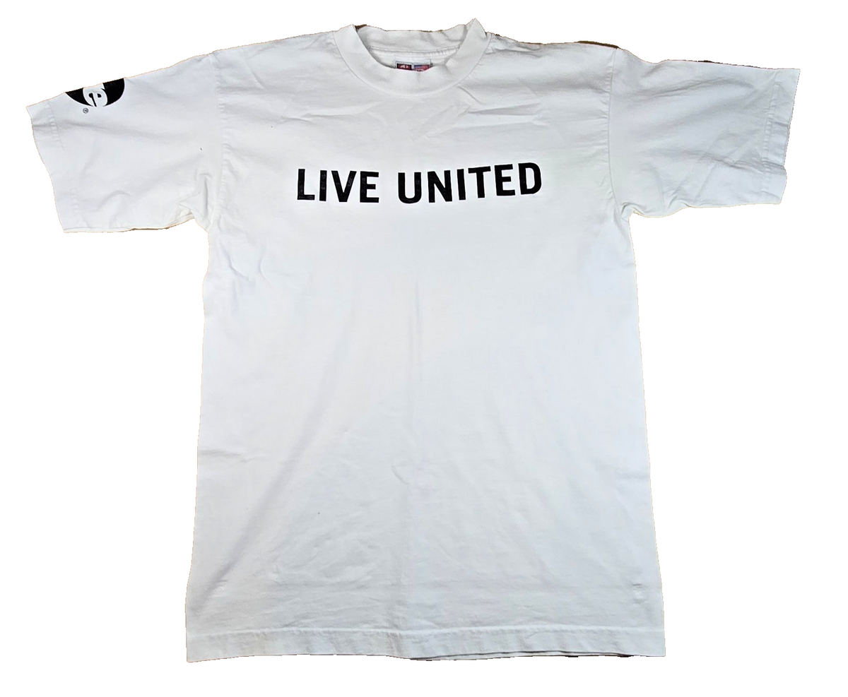 Bayside USA Made Live United T Shirt Medium Vintage Style American Made White Te