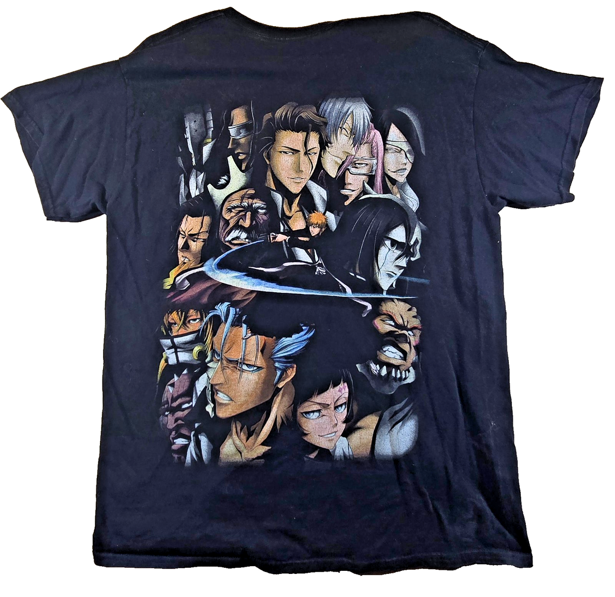 Bleach Anime T Shirt Medium M Black Ichigo Kurosaki Gotei 13 Double Sided Tee