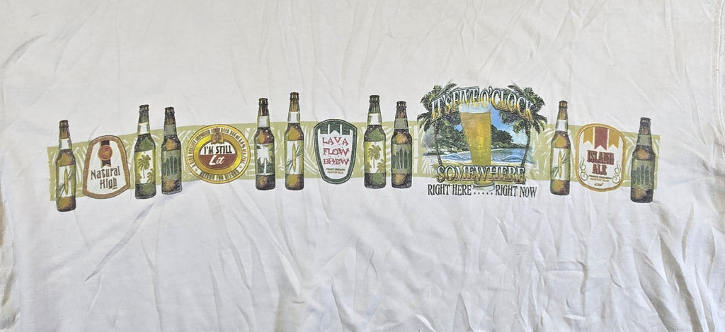 Newport Blue T Shirt XL White Beer Bottles Somewhere Right Here Right Now Tee