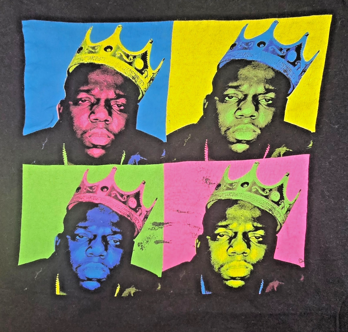 Notorious BIG Biggie Smalls T Shirt Black Hip Hop Rap Pop Art Crown Graphic Med.