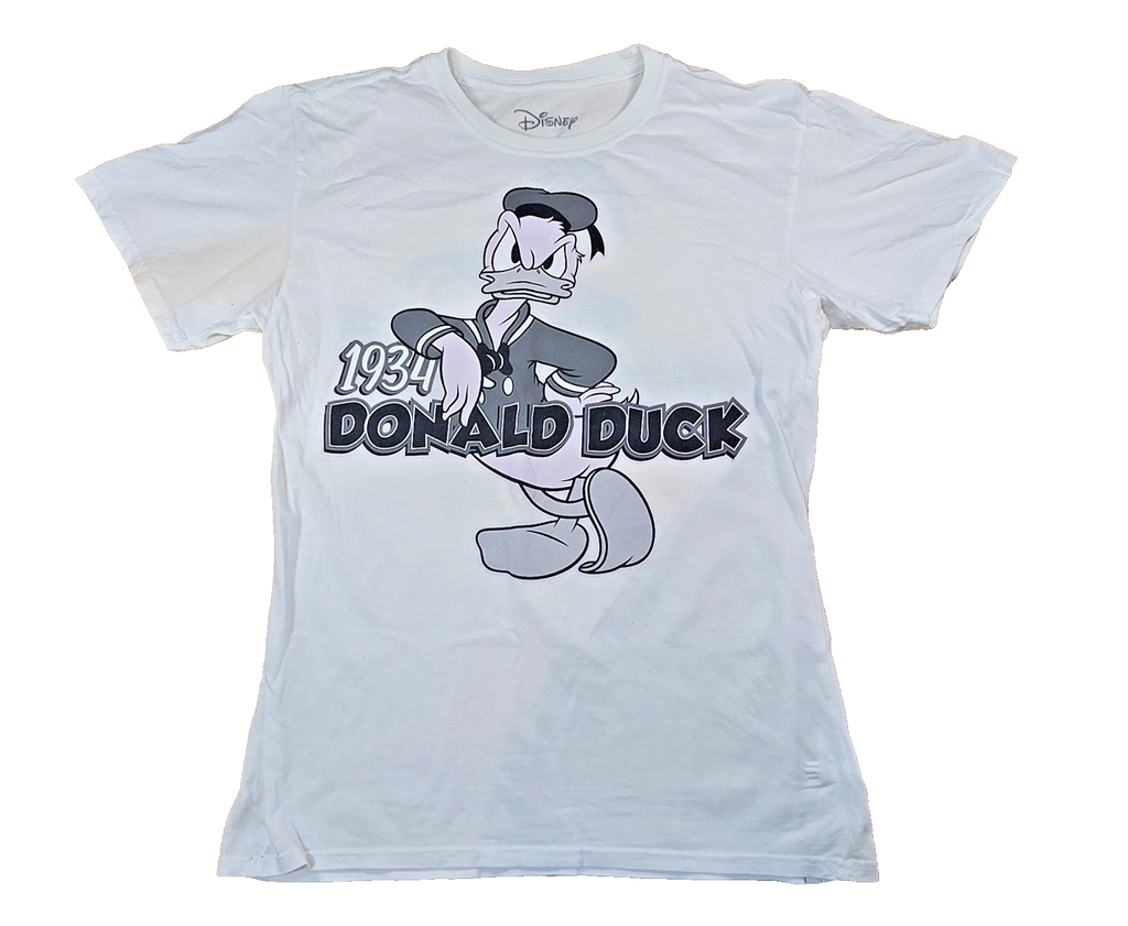 Disney Donald Duck 1934 T Shirt Small White Double Sided Graphic Cartoon Tee