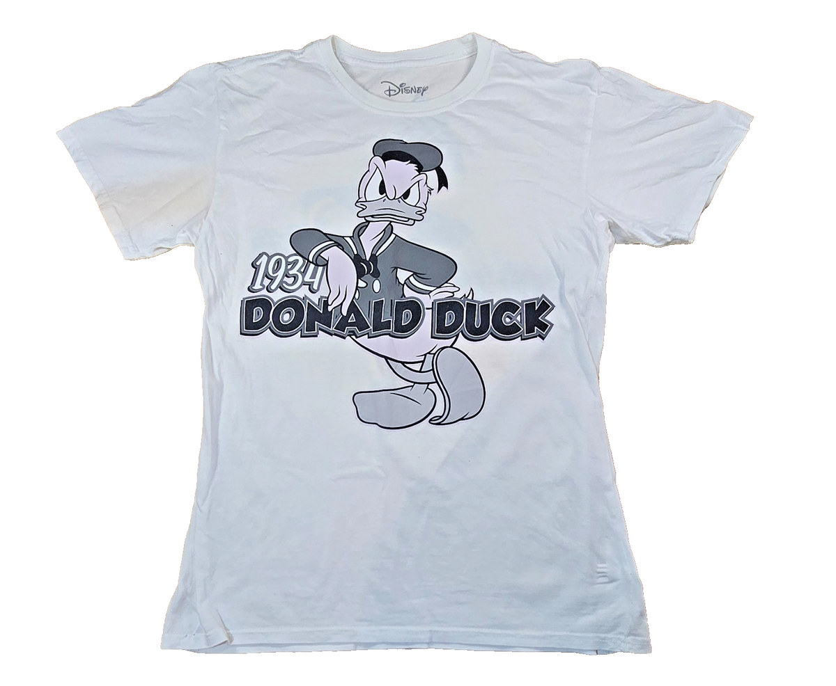 Disney Donald Duck 1934 T Shirt Small White Double Sided Graphic Cartoon Tee