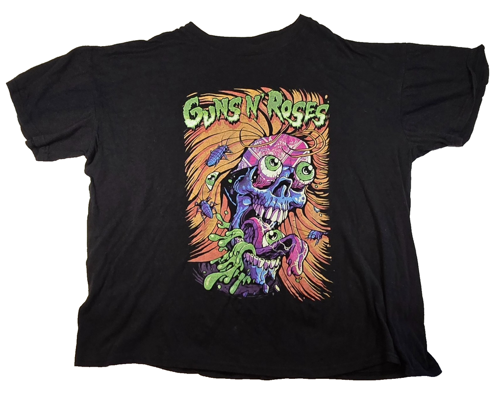 Guns N Roses T-Shirt Black Graphic Tee Skull Rock Band GNR Heavy Metal Music Sm