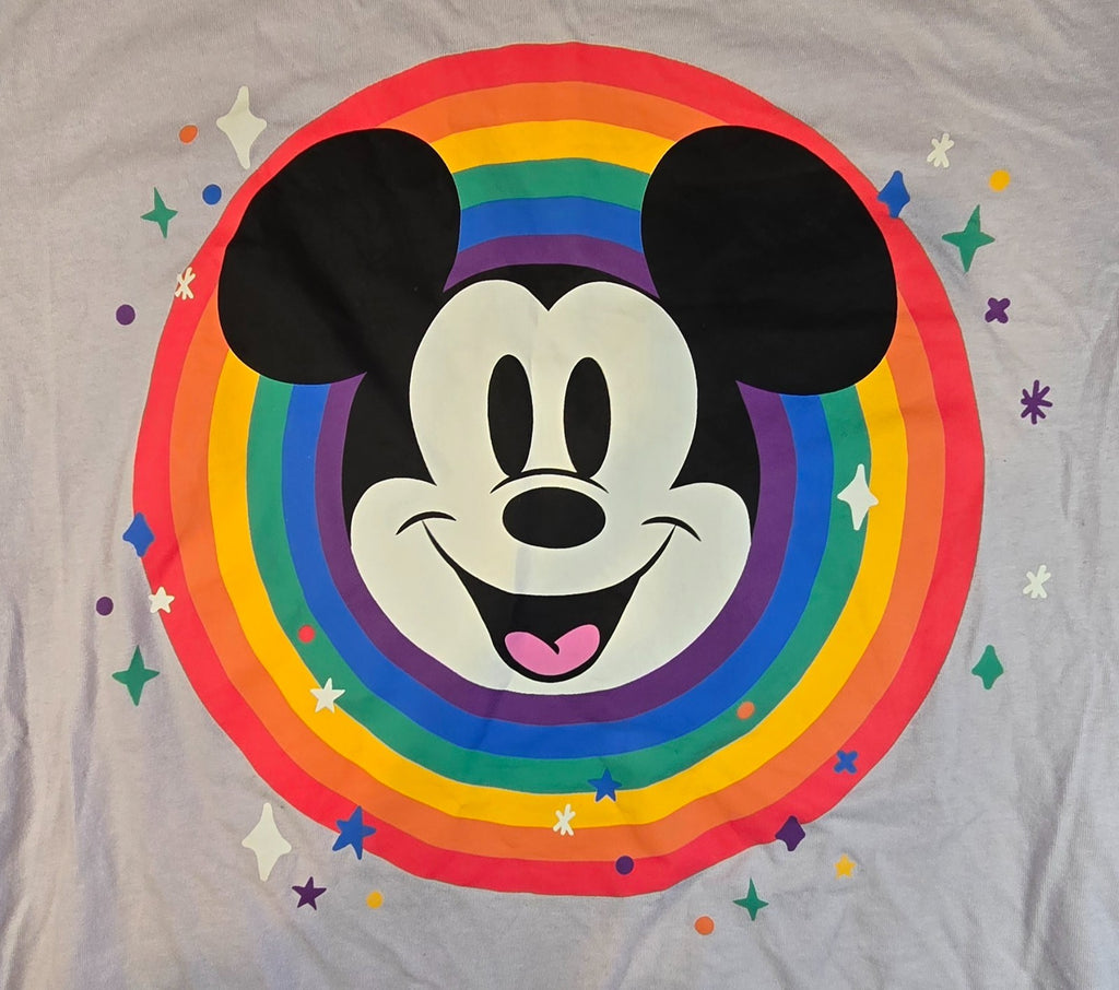 Disney Pride Collection Mickey Mouse T Shirt Rainbow Graphic Tee Purple LGBTQ LG