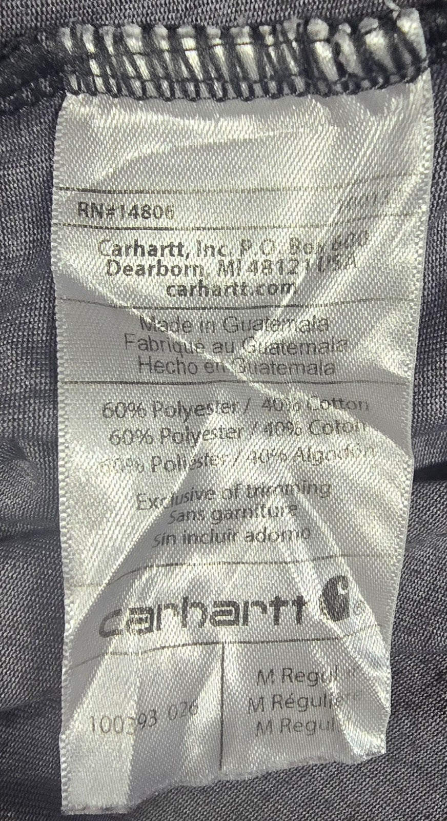 Carhartt Force Mens Long Sleeve Work Shirt Pocket Grey Medium Workwear Logo