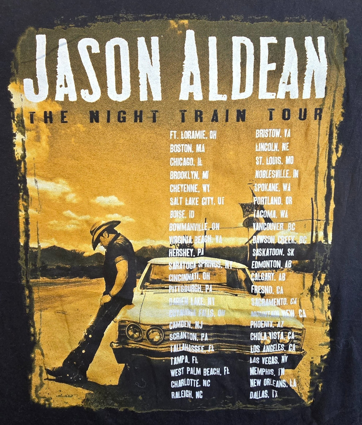 Jason Aldean Night Train Tour T Shirt Medium M Anvil Black Country Music Tee