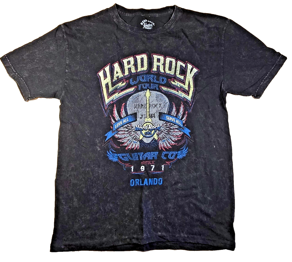 Hard Rock Cafe Orlando T Shirt Small S Black 50th World Tour Guitar Graphic