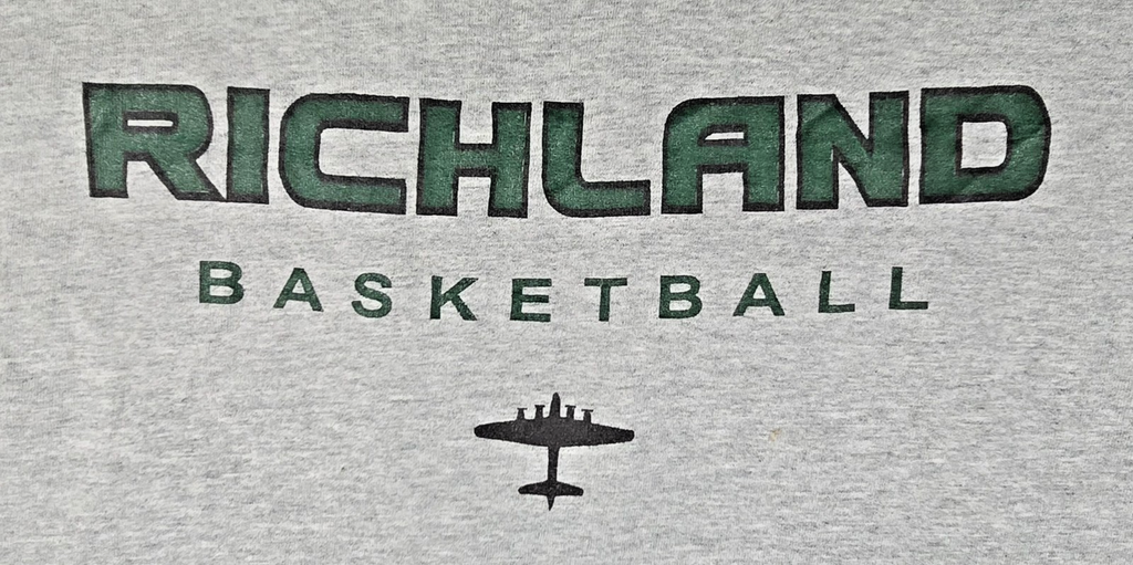 Richland Basketball T Shirt Large XL Grey Fruit Of The Loom Sports USA Team Tee