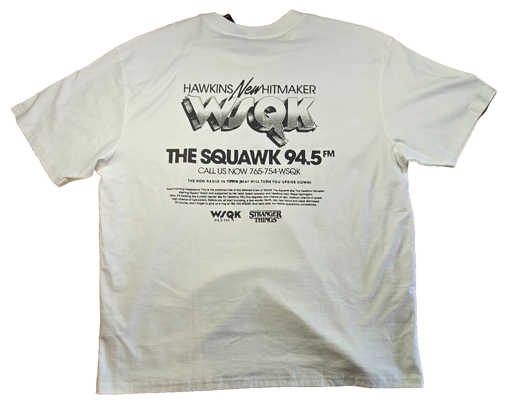 Stranger Things WSQK 94.5 FM T Shirt 2XL White Hawkins Radio Van Graphic Tee