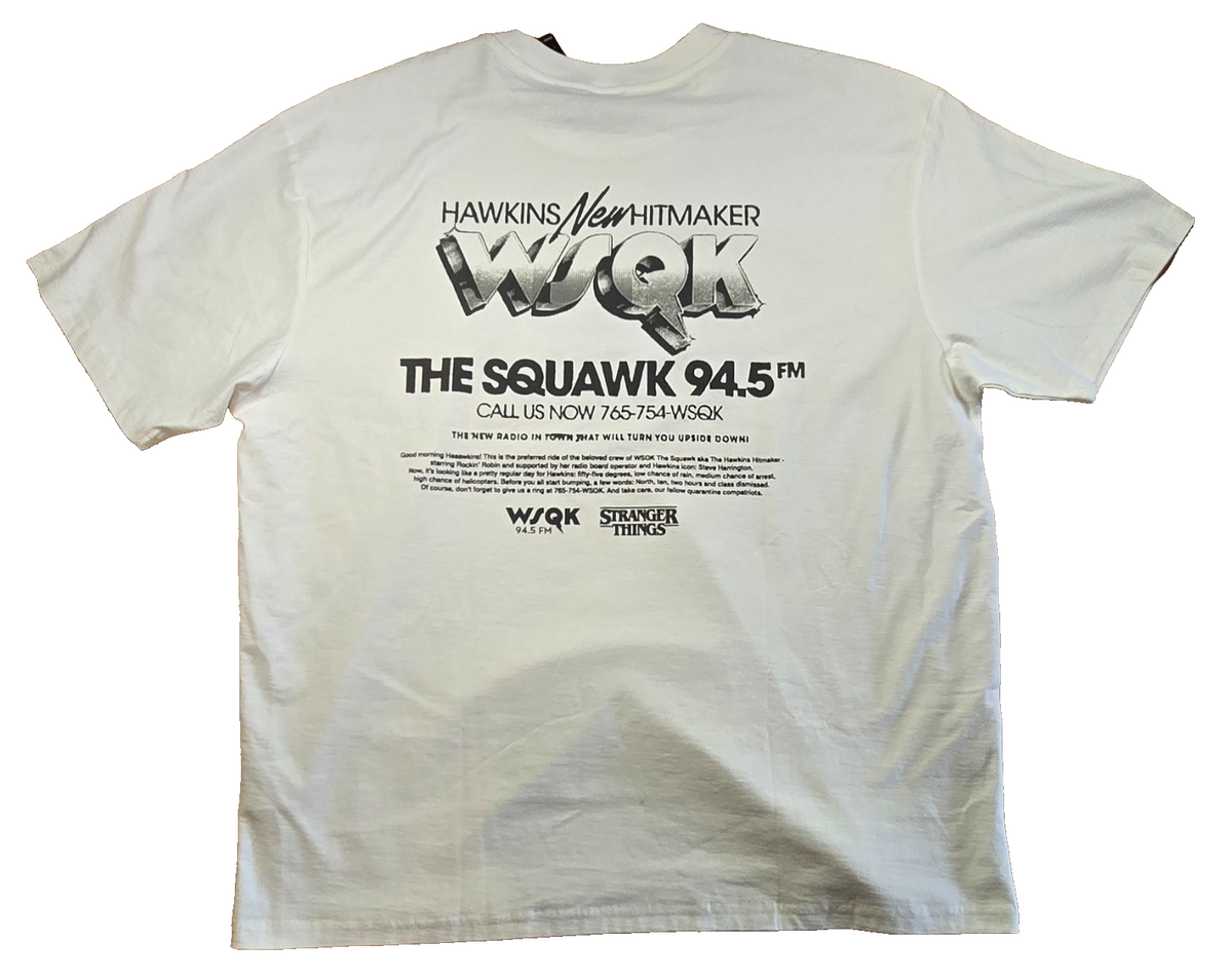 Stranger Things WSQK 94.5 FM T Shirt 2XL White Hawkins Radio Van Graphic Tee