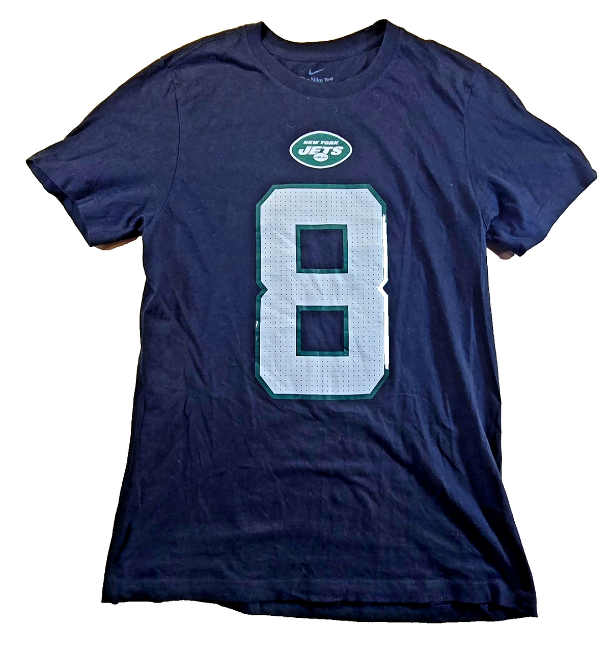 New York Jets Aaron Rodgers #8 T Shirt Nike Black NFL Football Tee Mens Small