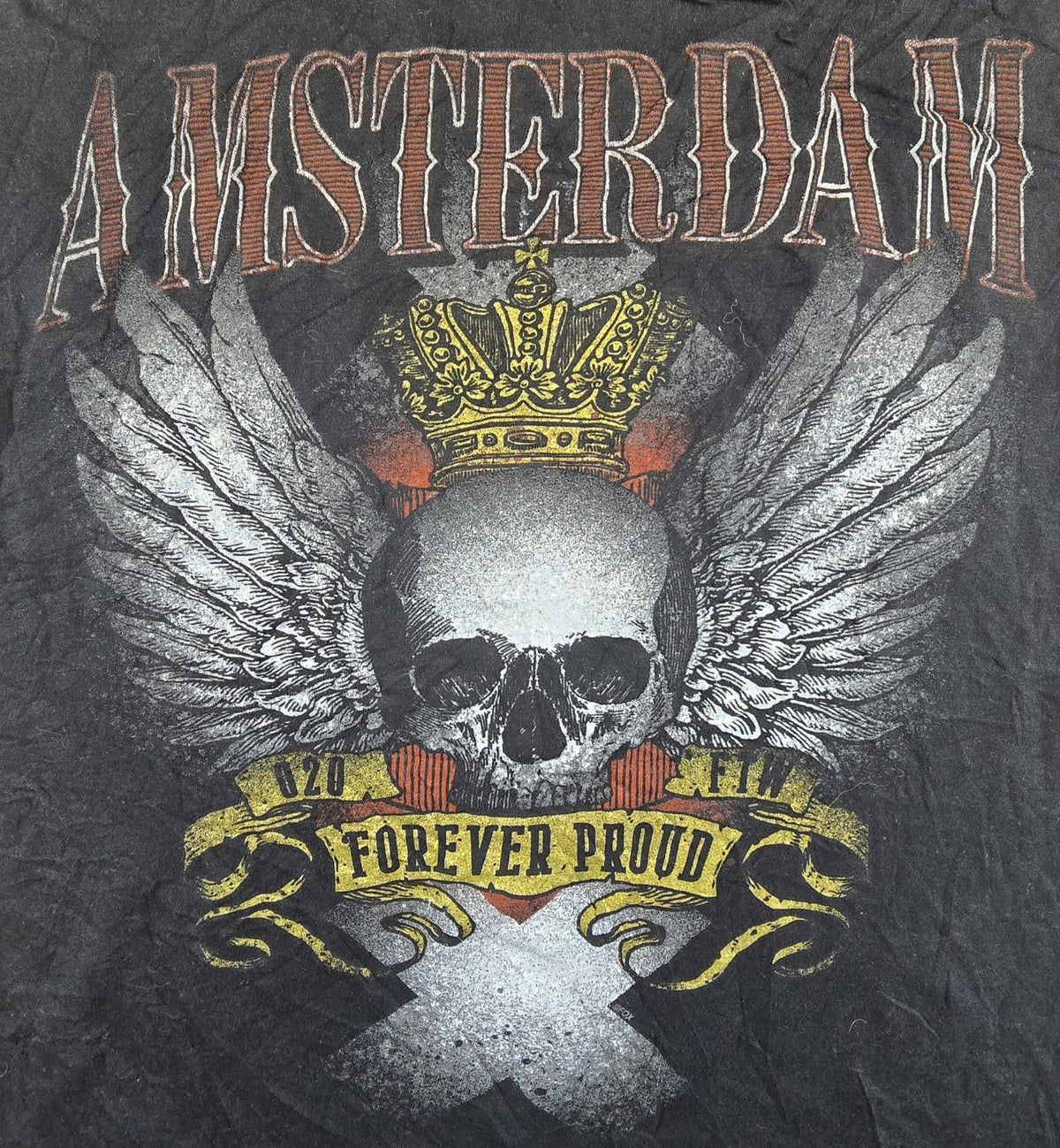 Amsterdam T Shirt XL Black Fox Originals Skull Wings Crown Forever Proud Tee