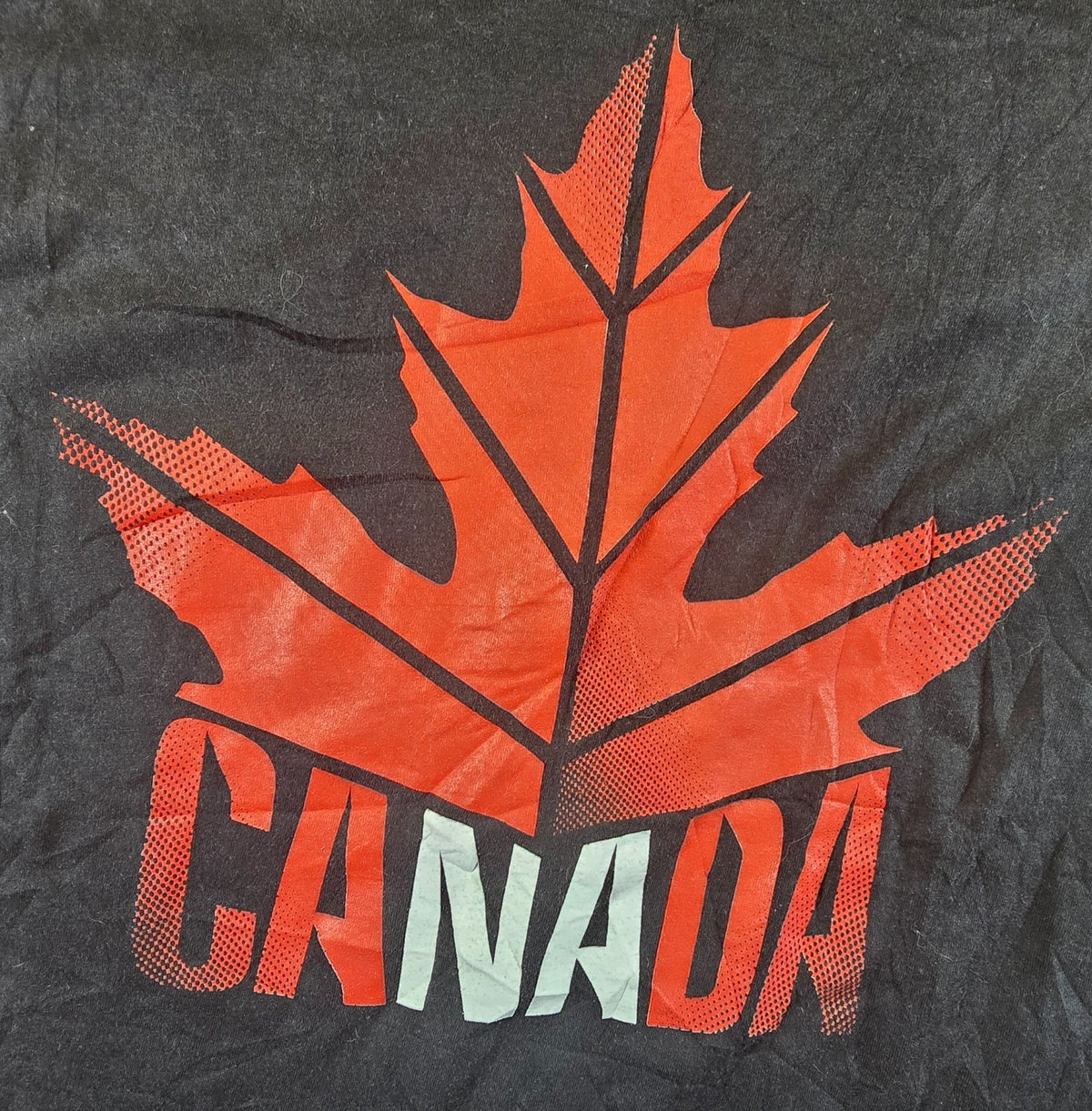 Canada Maple Leaf T Shirt Large L Black 100% Cotton Souvenir Canadian Tee