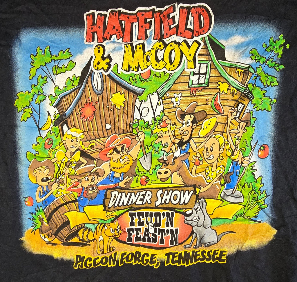 Hatfield & McCoy Dinner Show T Shirt Black Pigeon Forge Tennessee Cut Tag