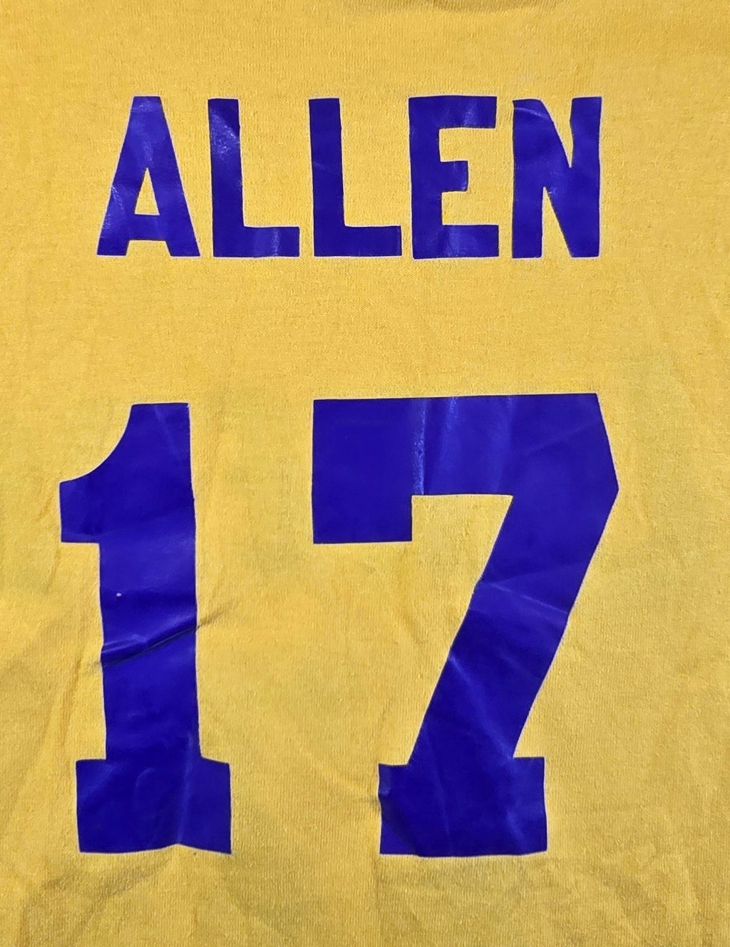 Jerzees Lakers 17 Allen Soccer T Shirt Medium M Yellow USA Style Sports Tee