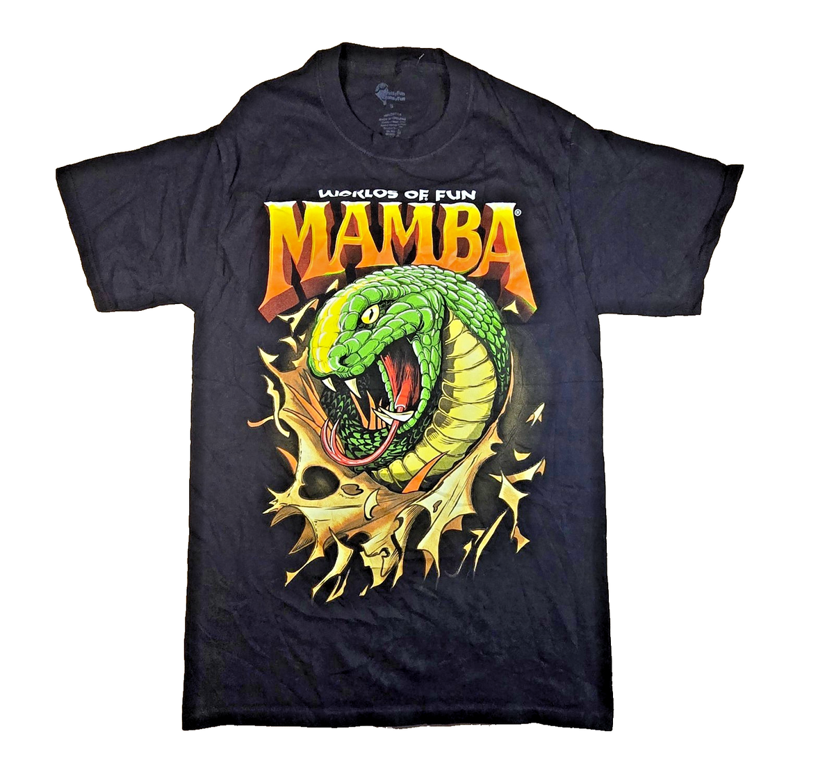 Mamba Worlds Of Fun T Shirt Small Black Snake Graphic Roller Coaster Theme Park