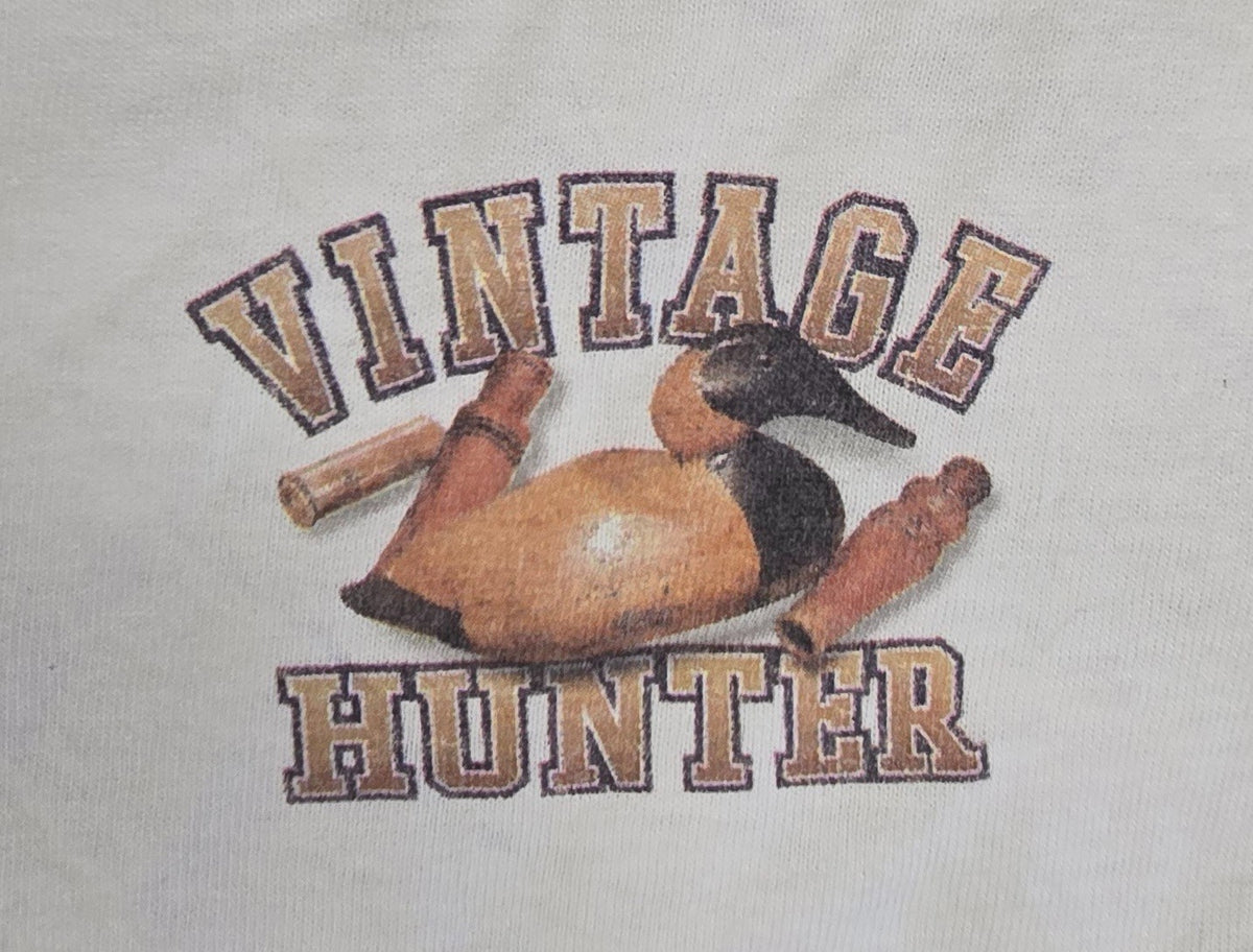 Vintage Hunter T Shirt 2XL White Delta Pro Weight Duck Hunting Rifle USA Tee