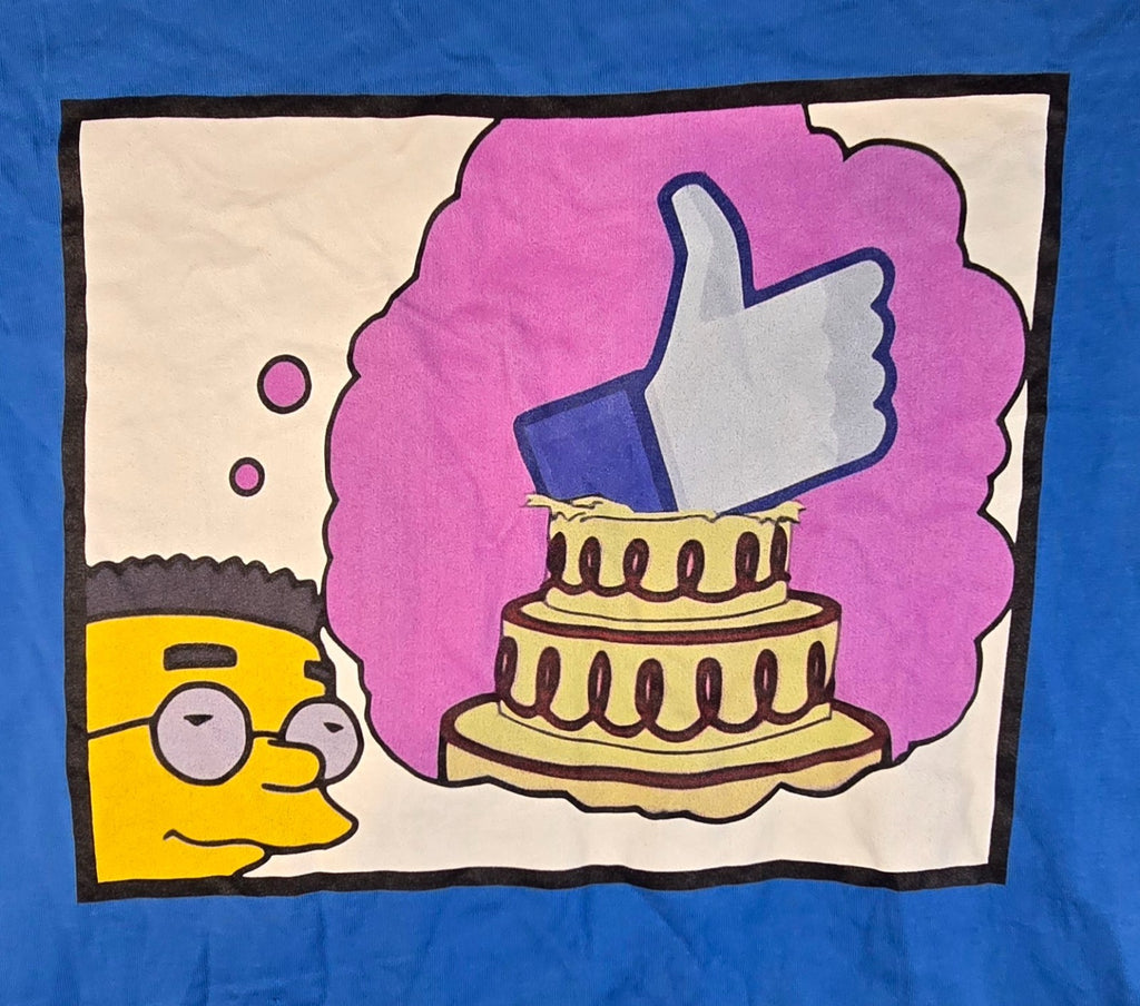 Bart Simpson T Shirt Facebook Like Cake Graphic Tee Blue Colour Funny Parody MED